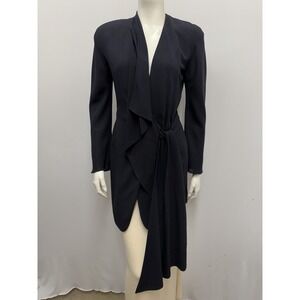 Vintage Donna Karan New York Wrap Long Top Dark Navy Size 8 Fits XS